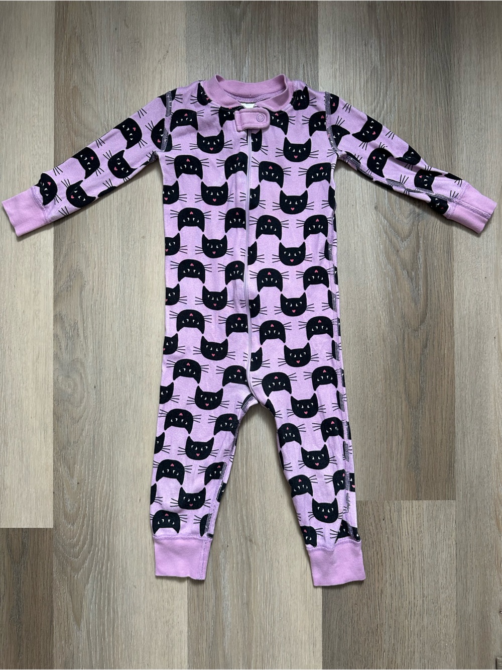 Hanna Andersson Pink Cat Face Footless Sleep Pajamas Halloween Organic Cotton